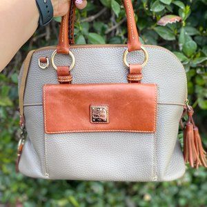 DOONEY & BOURKE Gray Pebbled Leather Dual Handle Satchel